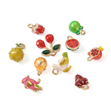 10Pcs 3D Fruits Charms Alloy Enamel Pendants For DIY Jewelry