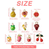 10Pcs 3D Fruits Charms Alloy Enamel Pendants For DIY Jewelry