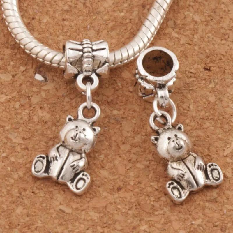 20pcs Bear Charm Beads Dangle for European Bracelets DIY B070