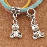 20pcs Bear Charm Beads Dangle for European Bracelets DIY B070