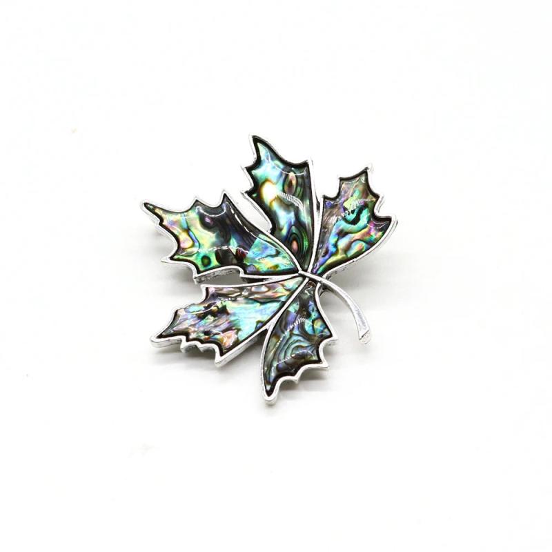 Leaf Shaped Abalone Shell Necklace Pendant Vintage Charm