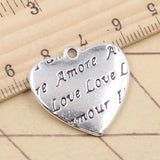 10pcs Heart More Love Charms 25x26mm Tibetan Silver Pendants DIY Craft