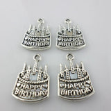 48pcs Tibetan Silver Happy Birthday Cake Charms Crafts Pendants Beads 15x22mm