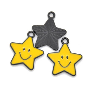 10pcs 7 Star Enamel Charms Alloy Smiley Pendants DIY Jewelry Making