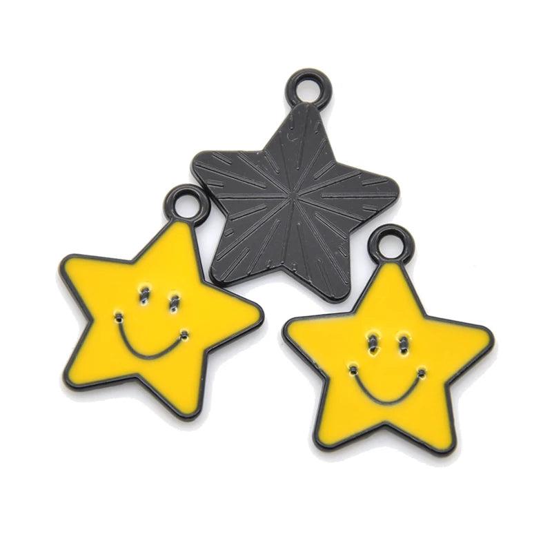 10pcs 7 Star Enamel Charms Alloy Smiley Pendants DIY Jewelry Making