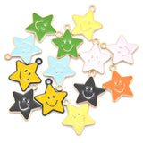 10pcs 7 Star Enamel Charms Alloy Smiley Pendants DIY Jewelry Making