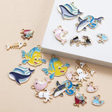 20pcs Enamel Animal Charms Mixed Fish Whale Octopus Pendant DIY Accessories