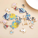 20pcs Enamel Animal Charms Mixed Fish Whale Octopus Pendant DIY Accessories
