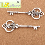 Retro Heart Crown Flower Key Charm Beads Necklace Pendant