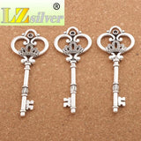 Retro Heart Crown Flower Key Charm Beads Necklace Pendant