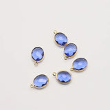10PC Inlaid Oval Zircon 18k Plated Copper Pendant DIY Jewelry Accessories