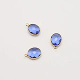 10PC Inlaid Oval Zircon 18k Plated Copper Pendant DIY Jewelry Accessories