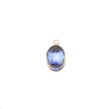 10PC Inlaid Oval Zircon 18k Plated Copper Pendant DIY Jewelry Accessories