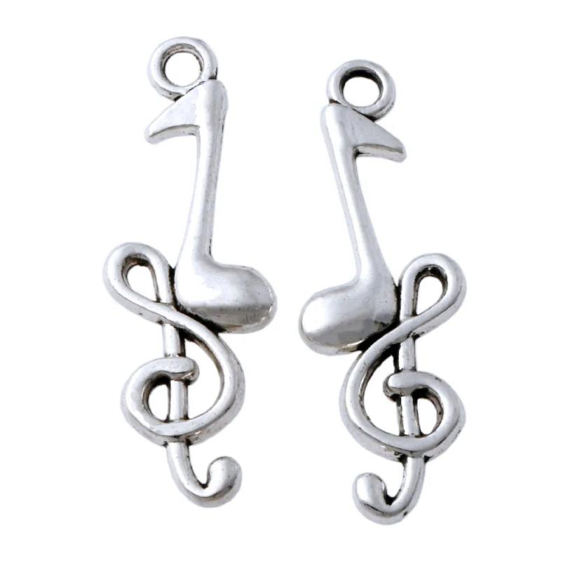 Treble Clef Eighth Music Note Charm Beads 25pcs