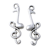 Treble Clef Eighth Music Note Charm Beads 25pcs