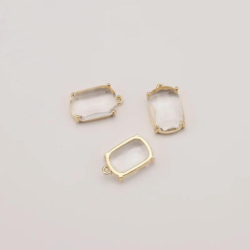 5PCS 19mm 11mm Square Glass Beads Jewelry Making Supplies Earrings Accessories