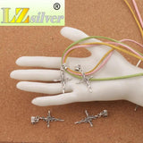 Vintage Rose Flower Cross Charm Beads 12Pcs Dangle Fit European Bracelets