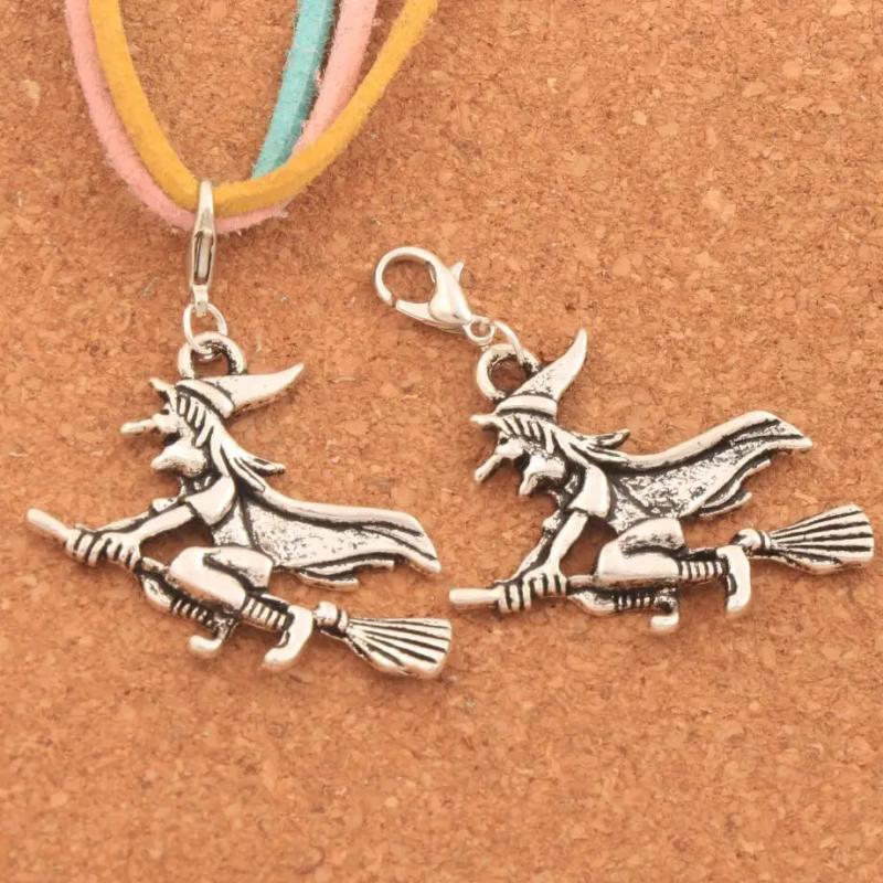 Witches On Broom Charm Beads 10Pcs C224