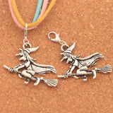 Witches On Broom Charm Beads 10Pcs C224
