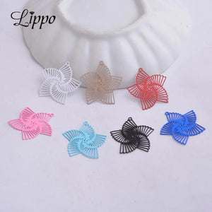 100pcs AB1298 Brass Filigree Painted Flower Charms Metal Pendants DIY Jewelry