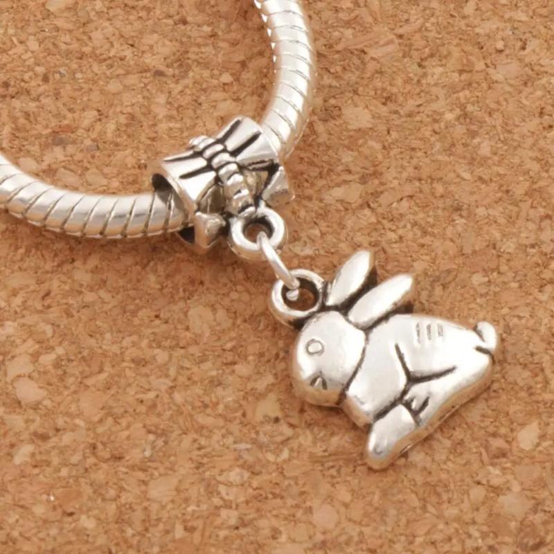 Bunny Rabbit Easter Big Hole Beads Dangle Fits Charm Bracelets 13.3x25mm