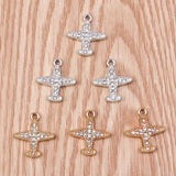 10pcs Crystal Plane Airplane Metal Charm DIY Accessory Earrings Necklace