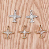 10pcs Crystal Plane Airplane Metal Charm DIY Accessory Earrings Necklace