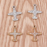 10pcs Crystal Plane Airplane Metal Charm DIY Accessory Earrings Necklace