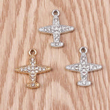 10pcs Crystal Plane Airplane Metal Charm DIY Accessory Earrings Necklace