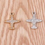10pcs Crystal Plane Airplane Metal Charm DIY Accessory Earrings Necklace