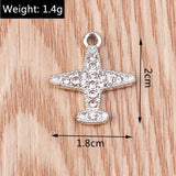 10pcs Crystal Plane Airplane Metal Charm DIY Accessory Earrings Necklace