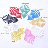 30pcs Brass Filigree Rhodium Plated Red Charms Colorful Pendant Earring