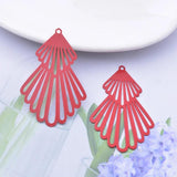 30pcs Brass Filigree Rhodium Plated Red Charms Colorful Pendant Earring