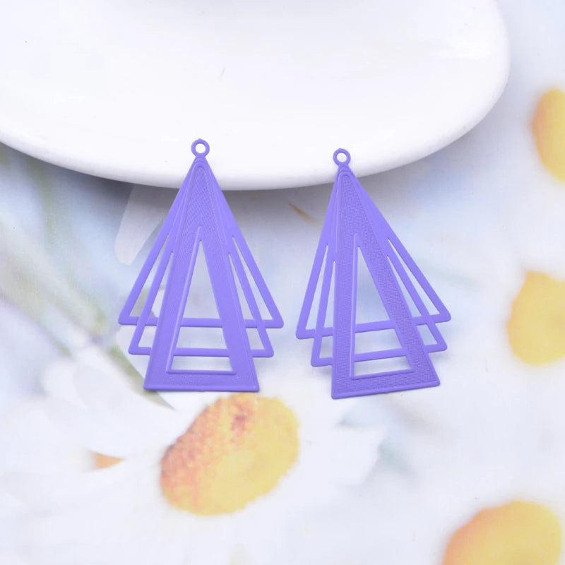 30pcs Filigree Triangle Charms Rhodium Plated Pendant Jewelry Making DIY