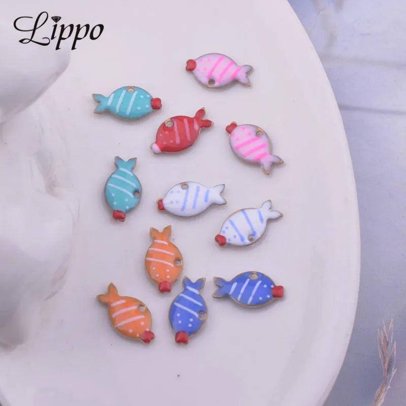 30pcs Colorful Fish Charms Pendant DIY Jewelry Accessories