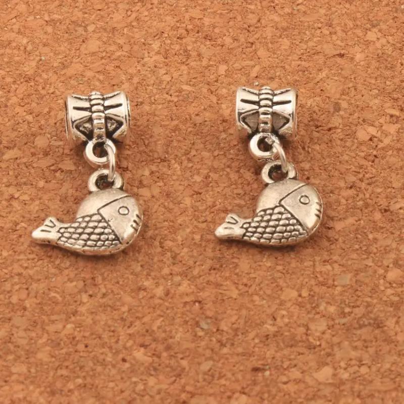 Big Head Fish Charm Beads Dangle for Bracelets 15pcs
