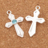 Crystal Sword Cross Charm Beads Pendants 6Colors 35pcs Alloy Jewelry DIY L1554