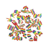 21Pcs Enamel Rainbow Heart Flag Charms for DIY Jewelry Making