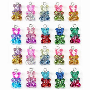 10pcs Candy Glitter Bear Resin Charms DIY Jewelry Decor Accessories