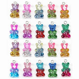 10pcs Candy Glitter Bear Resin Charms DIY Jewelry Decor Accessories