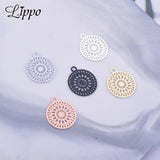 100pcs Rose Plated Round Thin Charms, 12x14mm