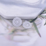 100pcs Rose Plated Round Thin Charms, 12x14mm