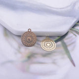 100pcs Rose Plated Round Thin Charms, 12x14mm