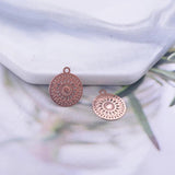 100pcs Rose Plated Round Thin Charms, 12x14mm