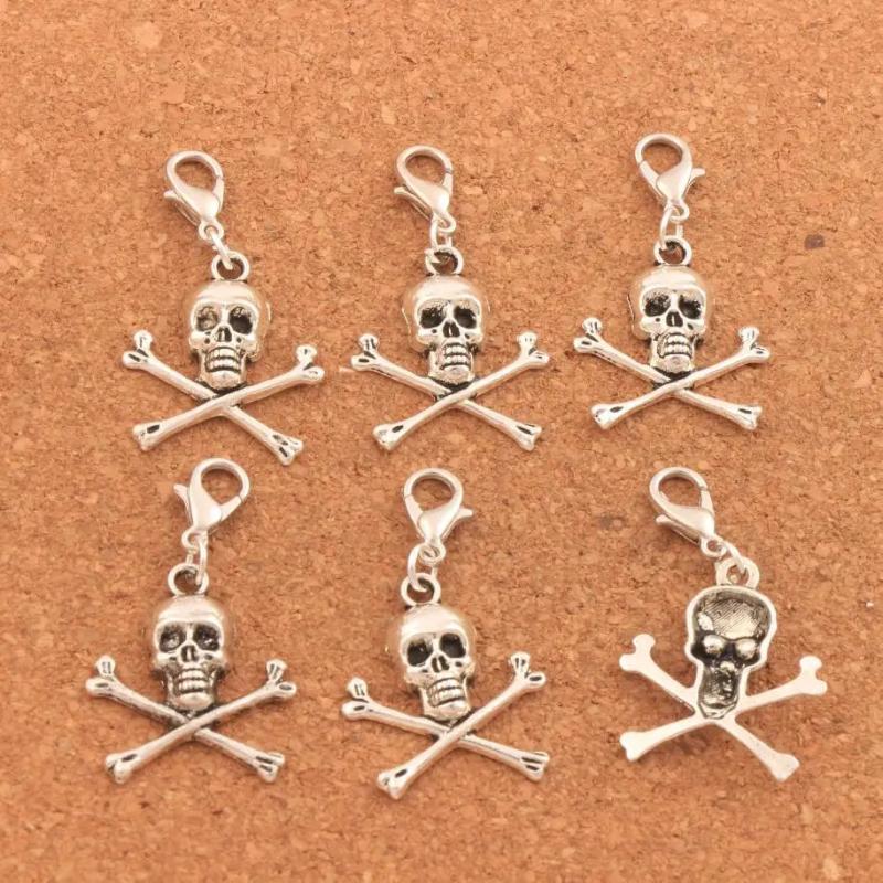 12Pcs Bronze Pirate Skull Halloween Clasp Charm Beads C981
