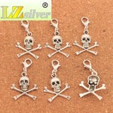 12Pcs Bronze Pirate Skull Halloween Clasp Charm Beads C981