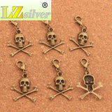 12Pcs Bronze Pirate Skull Halloween Clasp Charm Beads C981