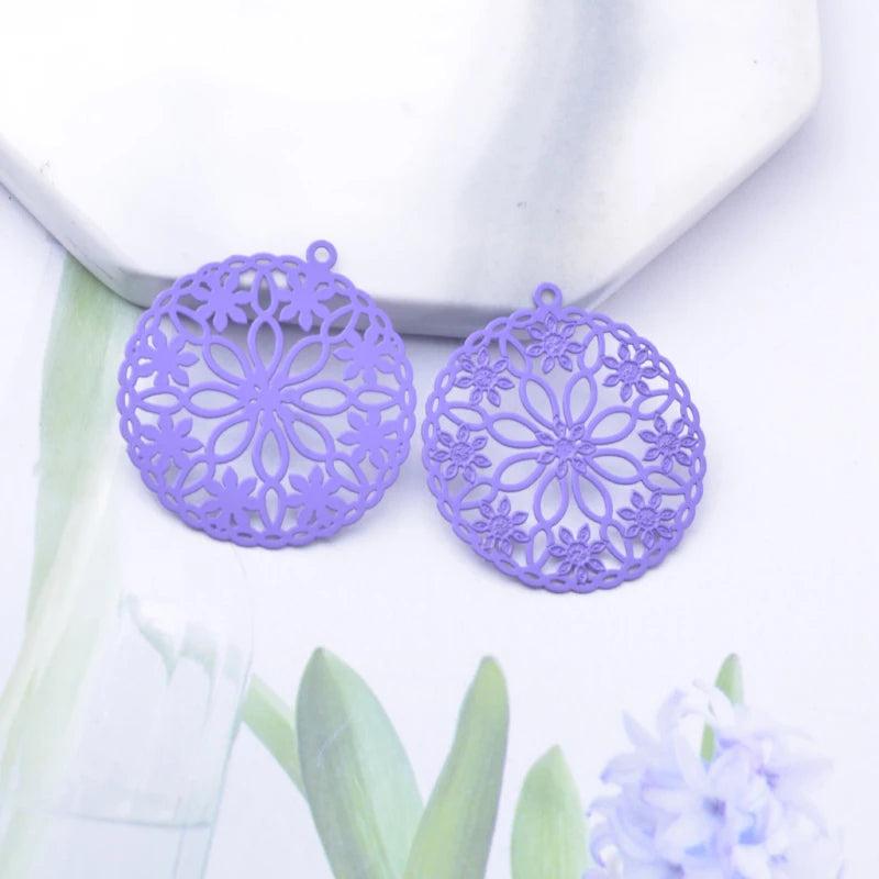 50pcs AB3239 Brass Filigree Flower Charms Pendant for DIY Earrings