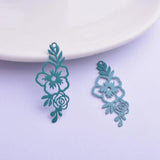 50pcs Filigress Long Flower Charms Earring Pendant DIY Jewelry Decoration