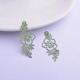 50pcs Filigress Long Flower Charms Earring Pendant DIY Jewelry Decoration